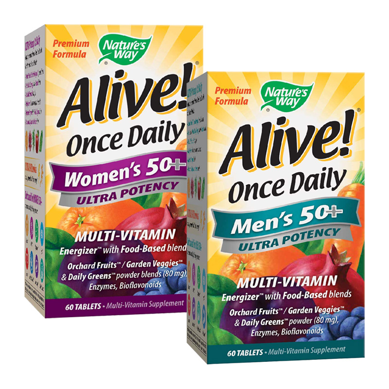 ALIVE ONCE DAILY MEN'S / WOMEN'S 50+ 60TABS (DOUBLE STACK)