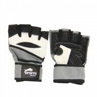 MENS WORKOUT GLOVE W/ WRIST WRAPS 1 PAIR (SPINTO-17B,18R,19W,51B)