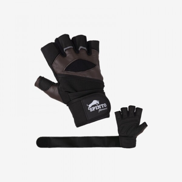 365MUSCLE,LONG STRAPS WORKOUT GLOVES [BROWN] 1 PAIR (SPINTO-51)